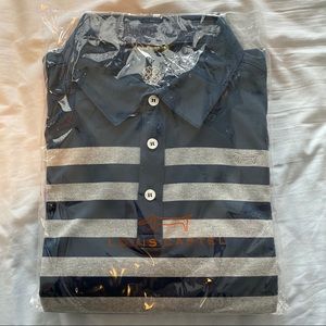 Louis Castel Long Sleeve Striped Golf Polo